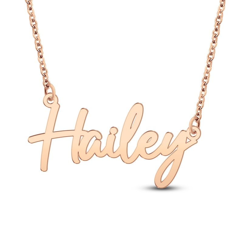 Main Image 1 of Script Nameplate Necklace 14K Rose Gold 18"