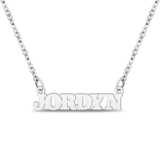 Block Name Necklace 14K White Gold 18"