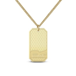 Men's Name & Initial Dog Tag Necklace 10K Yellow Gold 22"