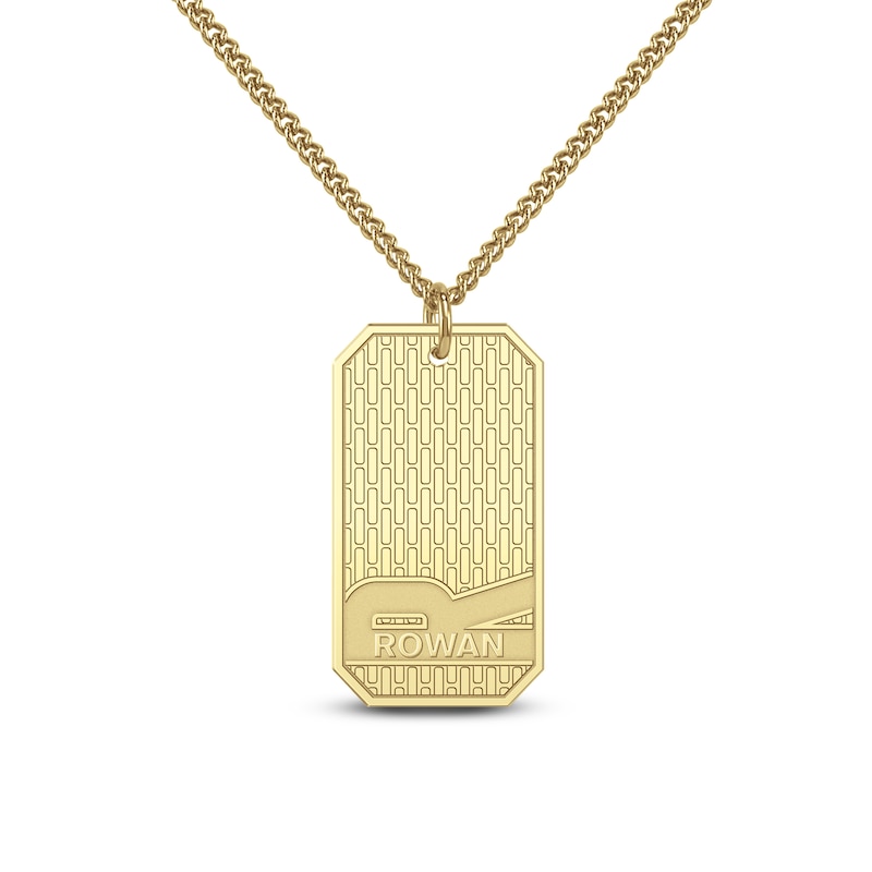 Main Image 1 of Men's Name & Initial Dog Tag Necklace 10K Yellow Gold 22"
