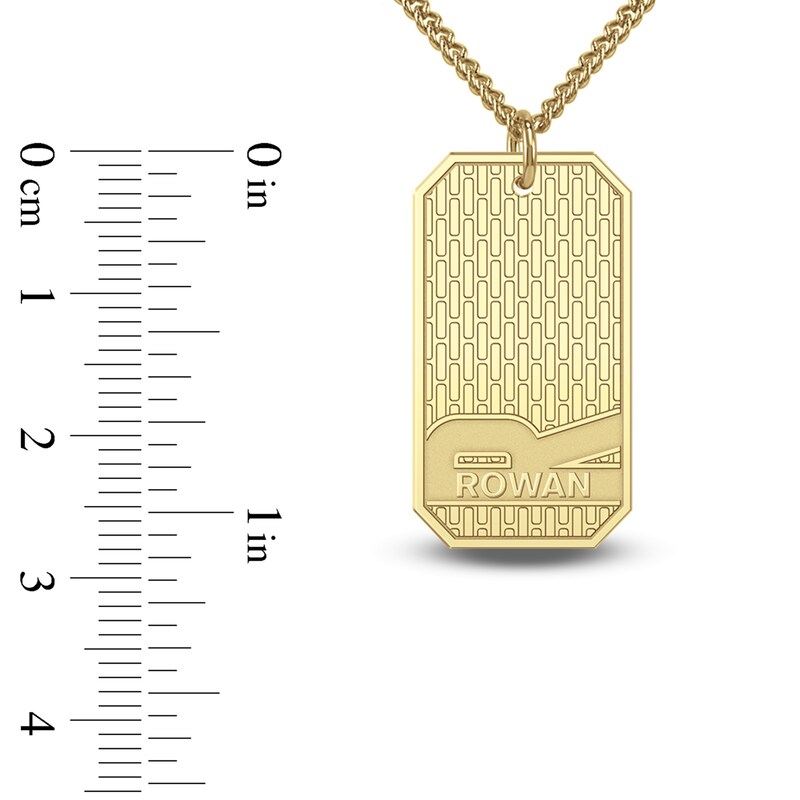 Main Image 4 of Men's Name & Initial Dog Tag Necklace 10K Yellow Gold 22"