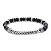 Thumbnail Image 2 of Men's Natural Labradorite, Hematite & Black Agate Bead Bracelet Stainless Steel 8.5"