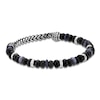 Thumbnail Image 3 of Men's Natural Labradorite, Hematite & Black Agate Bead Bracelet Stainless Steel 8.5"