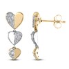 Thumbnail Image 2 of Multi-Diamond Heart Trio Drop Earrings 1/5 ct tw 10K Yellow Gold & Sterling Silver