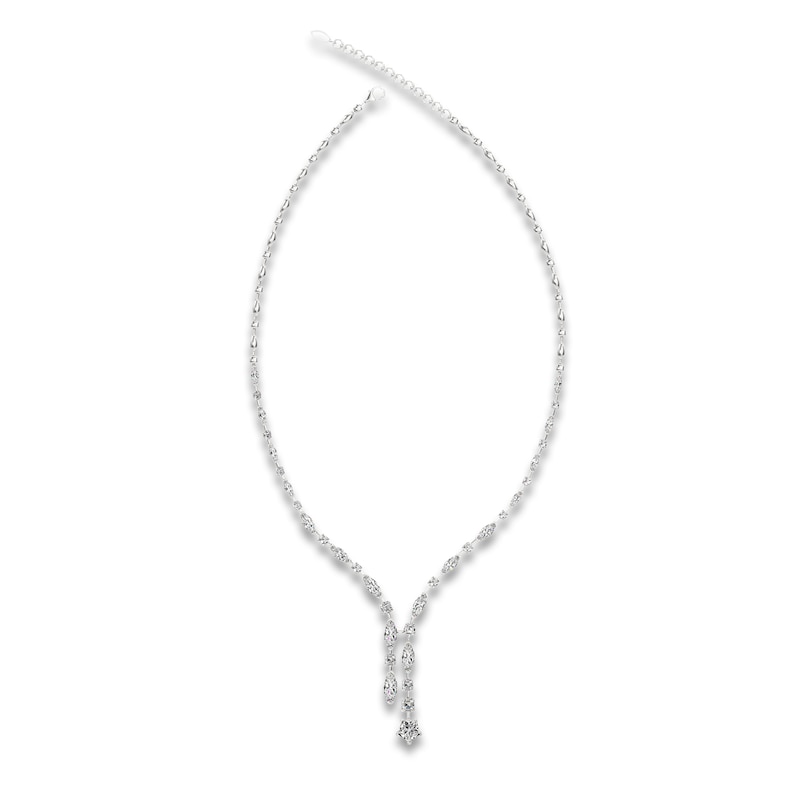 Main Image 2 of J'Lure Pentagon Brilliant-Cut, Moval Old-Cut & Square Emerald Step-Cut Lab-Grown Diamond Y-Drop Necklace 13-1/3 ct tw 14K White Gold 19.5"