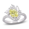 Thumbnail Image 1 of Oval-Cut Yellow Lab-Grown Diamond & White Lab-Grown Diamond Engagement Ring 2-1/4 ct tw 14K White Gold