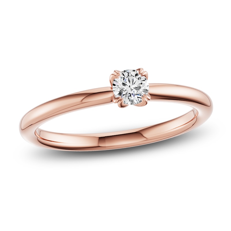 Main Image 1 of Certified Round-Cut Diamond Solitaire Engagement Ring 1/4 ct tw 14K Rose Gold  (I1/I)