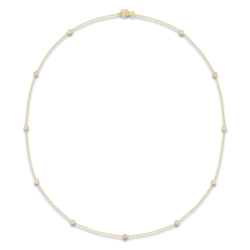 Main Image 1 of Lab-Grown Diamond Bezel-Set Station Necklace 1/2 ct tw 10K Yellow Gold 18"