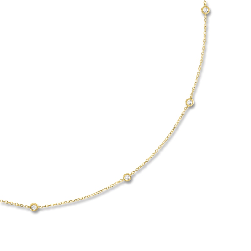 Main Image 2 of Lab-Grown Diamond Bezel-Set Station Necklace 1/2 ct tw 10K Yellow Gold 18"
