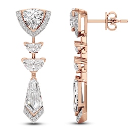 J'Lure Trillion Curved Brilliant-Cut, Half Moon Brilliant-Cut & Tie Step-Cut Lab-Grown Diamond Dangle Earrings 3-1/3 ct tw 14K Rose Gold