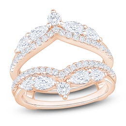 Pear & Round-Cut Lab-Grown Diamond Chevron Enhancer Ring 1-3/8 ct tw 14K Rose Gold