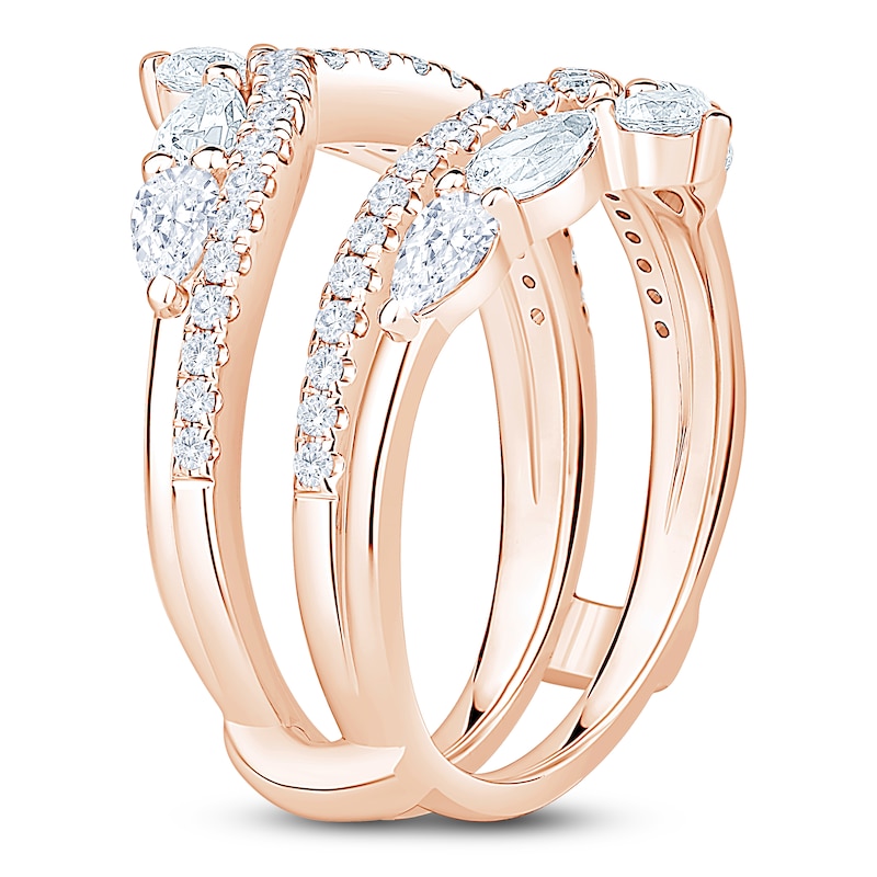 Main Image 2 of Pear & Round-Cut Lab-Grown Diamond Chevron Enhancer Ring 1-3/8 ct tw 14K Rose Gold
