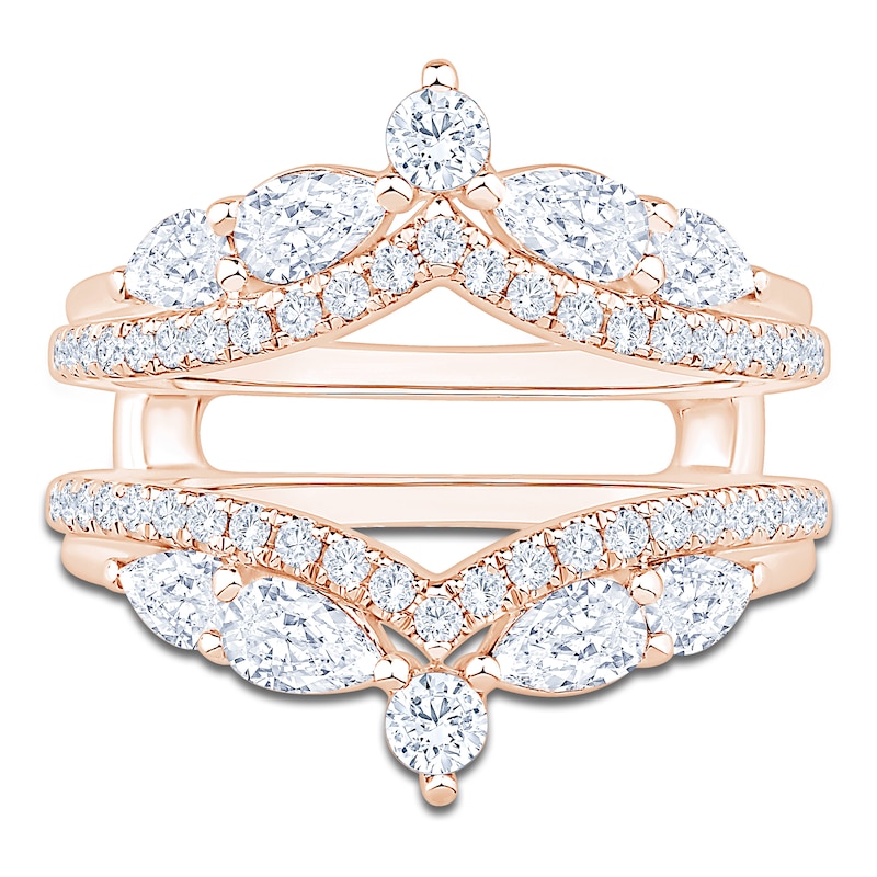 Main Image 3 of Pear & Round-Cut Lab-Grown Diamond Chevron Enhancer Ring 1-3/8 ct tw 14K Rose Gold