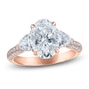 Thumbnail Image 1 of Vera Wang VOW Oval & Trillion-Cut Lab-Grown Diamond Three-Stone Engagement Ring 3-1/2 ct tw 14K Rose Gold