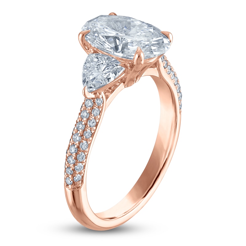 Main Image 2 of Vera Wang VOW Oval & Trillion-Cut Lab-Grown Diamond Three-Stone Engagement Ring 3-1/2 ct tw 14K Rose Gold