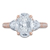 Thumbnail Image 3 of Vera Wang VOW Oval & Trillion-Cut Lab-Grown Diamond Three-Stone Engagement Ring 3-1/2 ct tw 14K Rose Gold