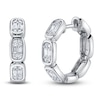 Thumbnail Image 1 of Shy Creation Baguette & Round-Cut Multi-Diamond Hoop Earrings 1/3 ct tw 14K White Gold SC55027056D0.65