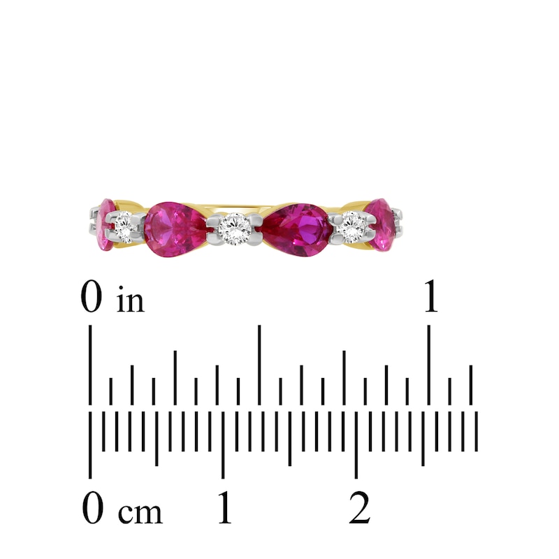 Main Image 4 of Pear-Shaped Natural Ruby & Diamond Ring 1/4 ct tw 10K Yellow Gold