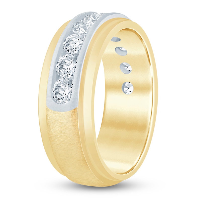 Main Image 2 of Men's Lab-Grown Diamond Band 2 ct tw 14K Two-Tone Gold