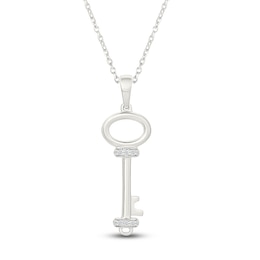 Diamond Key Necklace 1/20 ct tw 10K White Gold 18"