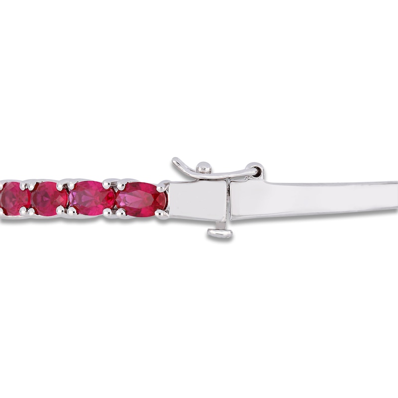 Main Image 2 of Oval-Cut Lab-Created Ruby Bangle Bracelet Sterling Silver 7"