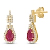 Thumbnail Image 2 of Pear-Shaped Natural Ruby & Diamond Drop Earrings 1/4 ct tw 10K Yellow Gold