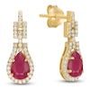 Thumbnail Image 3 of Pear-Shaped Natural Ruby & Diamond Drop Earrings 1/4 ct tw 10K Yellow Gold