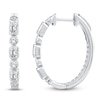 Thumbnail Image 1 of Round & Emerald-Cut Lab-Grown Diamond Inside-Out Oval Hoop Earrings 1-1/2 ct tw 14K White Gold
