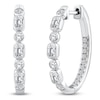 Thumbnail Image 2 of Round & Emerald-Cut Lab-Grown Diamond Inside-Out Oval Hoop Earrings 1-1/2 ct tw 14K White Gold