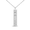Thumbnail Image 1 of Roman Numeral Date Vertical Tag Necklace 10K White Gold 18"