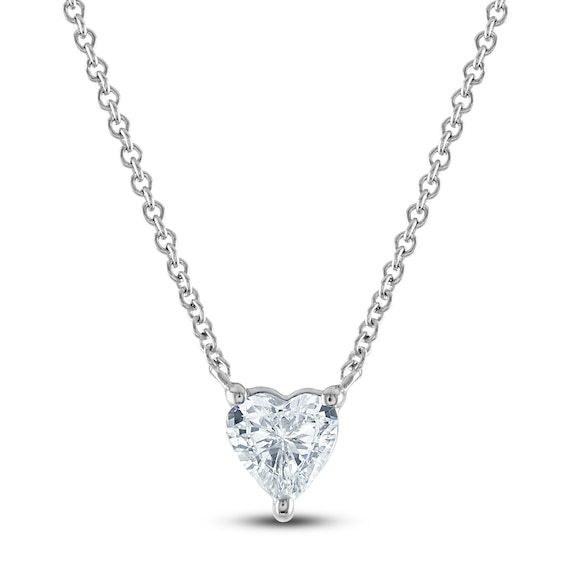 Jared Signature Lab-Grown Diamond Solitaire Necklace 1/2 ct tw Heart-Cut 14K White Gold (F/SI2) 18"