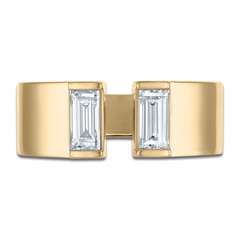 Main Image 3 of Vera Wang VOW Baguette-Cut Lab-Grown Diamond Open Shank Anniversary Ring 3/4 ct tw 14K Yellow Gold