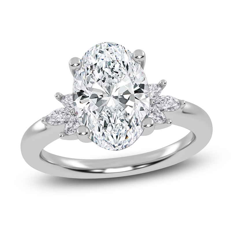 Main Image 1 of Oval-Cut Lab-Grown Diamond Engagement Ring 3-1/6 ct tw 14K White Gold
