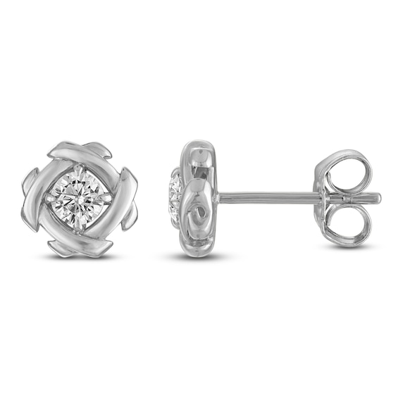 Unspoken Diamond Solitaire Stud Earrings 1/4 ct tw 14K White Gold (I1/I)