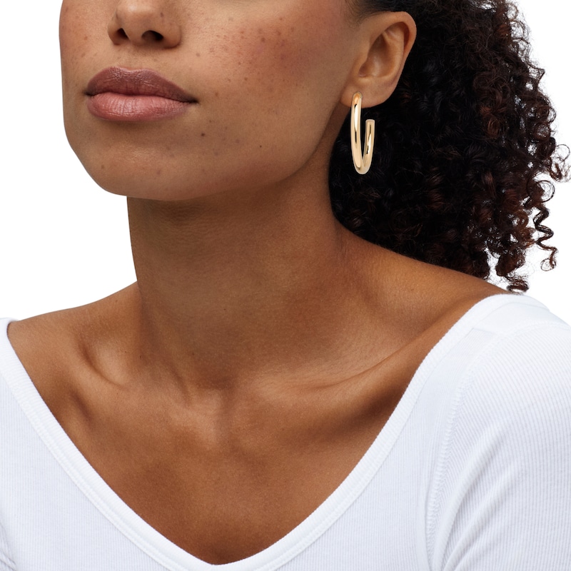 Main Image 4 of Hollow Tube Hoop Earrings 10K Yellow Gold 45mm