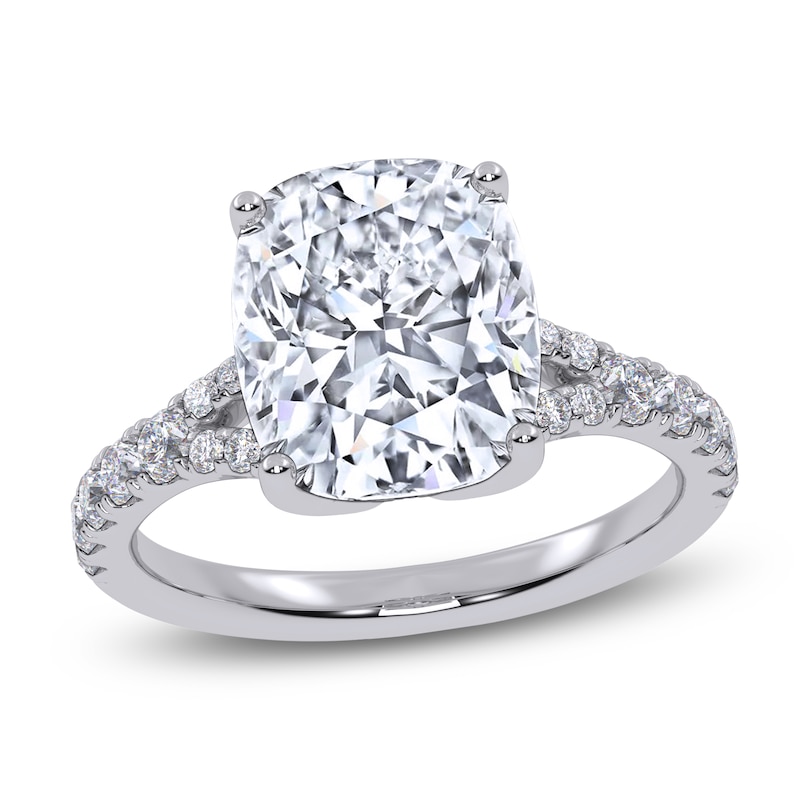 Main Image 1 of Certified Cushion-Cut Lab-Grown Diamond Engagement Ring 3-1/2 ct tw 14K White Gold