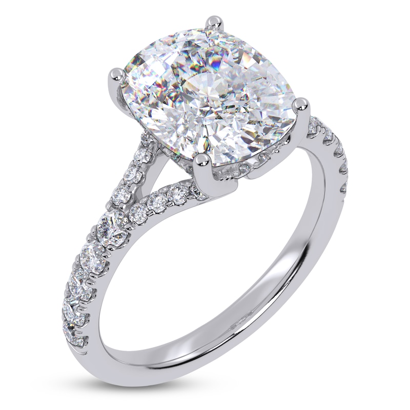 Main Image 2 of Certified Cushion-Cut Lab-Grown Diamond Engagement Ring 3-1/2 ct tw 14K White Gold