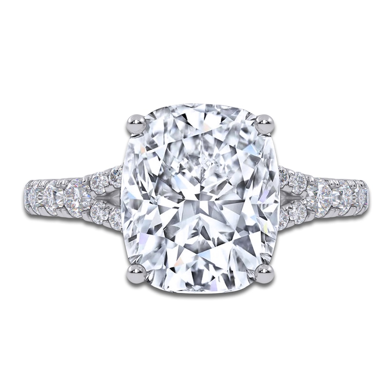 Main Image 3 of Certified Cushion-Cut Lab-Grown Diamond Engagement Ring 3-1/2 ct tw 14K White Gold