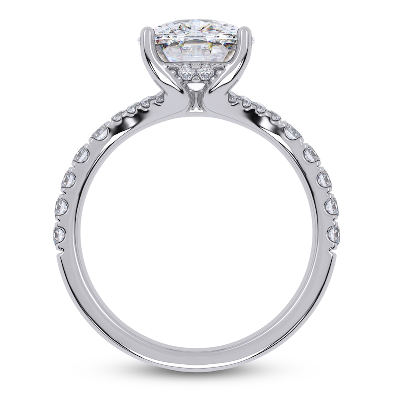 Main Image 4 of Certified Cushion-Cut Lab-Grown Diamond Engagement Ring 3-1/2 ct tw 14K White Gold