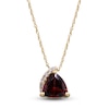 Thumbnail Image 1 of Trillion-Cut Natural Garnet & Diamond Accent Necklace 10K Yellow Gold 18"