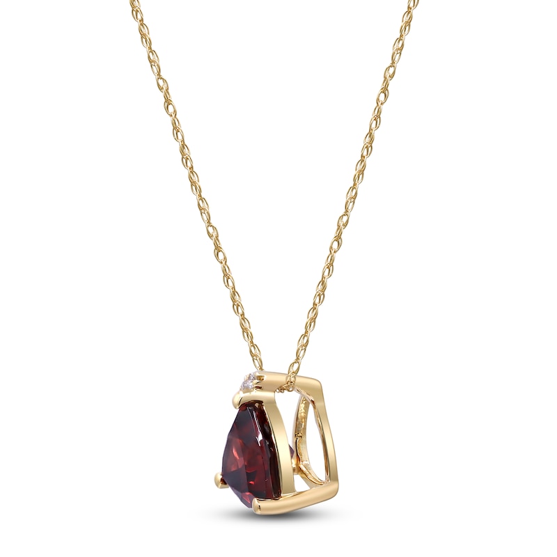 Main Image 2 of Trillion-Cut Natural Garnet & Diamond Accent Necklace 10K Yellow Gold 18"