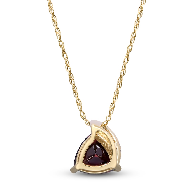 Main Image 3 of Trillion-Cut Natural Garnet & Diamond Accent Necklace 10K Yellow Gold 18"