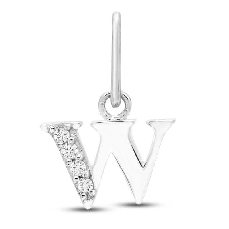Main Image 1 of Jared Signature Diamond Accent Lowercase Letter W Charm Sterling Silver