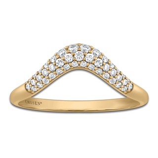 Chosen Certified Diamond Stackable Contour Wedding Band 1/3 ct tw 14K Yellow Gold