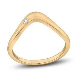 Chosen Certified Round-Cut Diamond Accent Curved Chevron Stackable Anniversary Ring 14K Yellow Gold