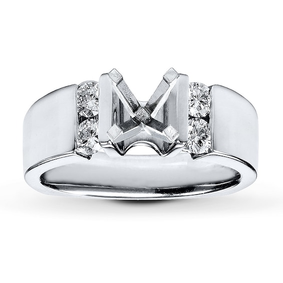 Diamond Engagement Ring Setting 38 ct tw Round 18K White Gold