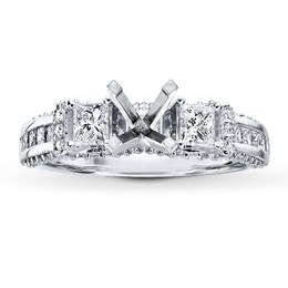 Diamond Ring Setting 1 ct tw Princess/Round 14K White Gold