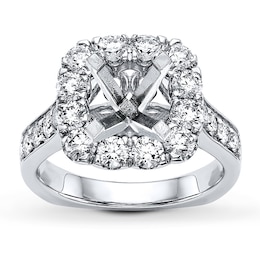 Hearts Desire Diamond Engagement Ring Setting 1-3/8 ct tw Round 18K White Gold