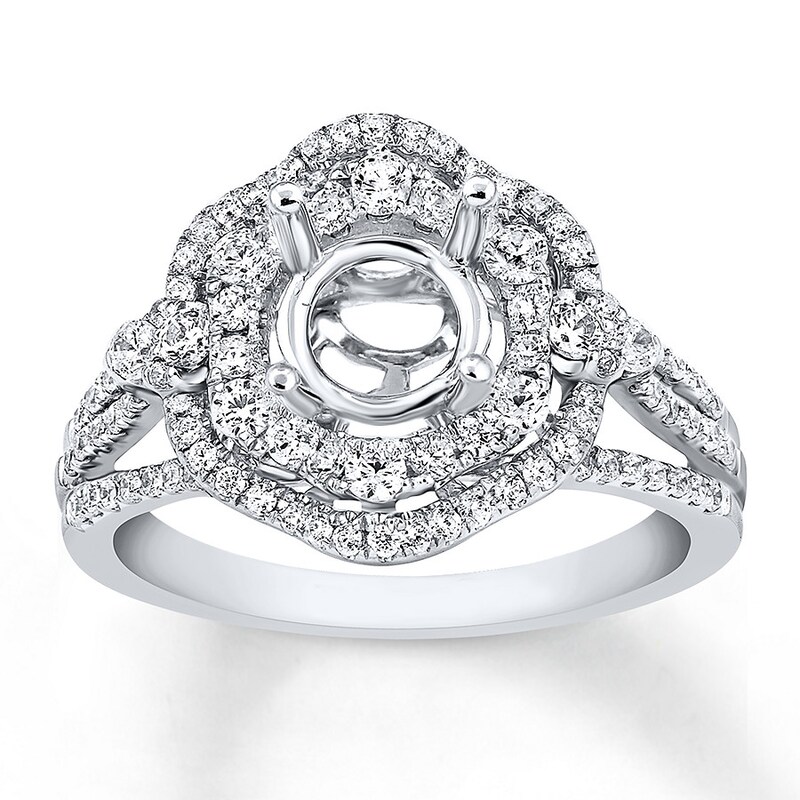 Diamond Engagement Ring Setting 3/4 carat tw Round 14K White Gold