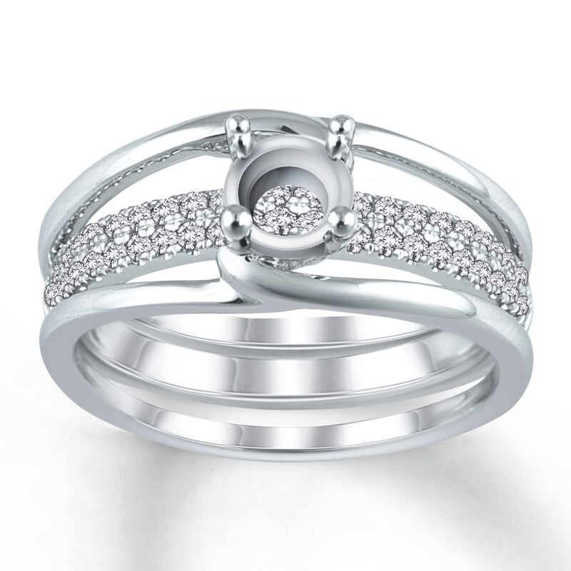 Diamond Ring Setting 3/8 ct tw Round-cut 14K White Gold